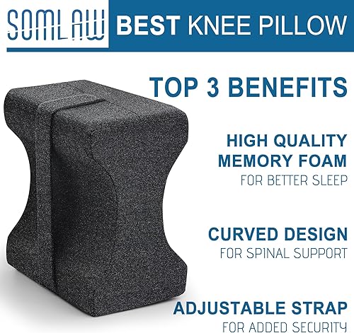 SOMLAW Oreiller Orthopédique pour Genoux et Jambes - Coussin Ergonomique en Mousse Mémoire Lavable | Soulagement Douleurs Hanches, Sciatique & Lombaires | Housse Lavable Amovible (Noir) - Nail Gallerys
