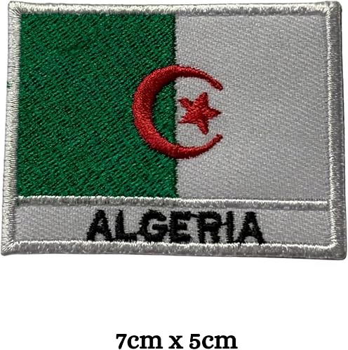 Bebuz Écusson brodé drapeau de l'Algérie avec nom thermocollant ou à coudre - Patch de réparation en tissu - Patchs militaires tactiques - Emblème - Nail Gallerys