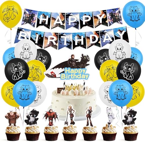 Decoration Anniversaire Animal Noir, Ensemble de 36 Pièces de Ballon Anniversaire Garcon, Bannière d'anniversaire, 20 Ballons en Latex Bleu Blanche Noir Jaune, pour Décorations de Fête Enfant - Nail Gallerys