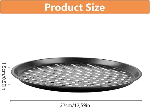 VIDETOL 4 Pièces Plaque Pizza Four, 32 cm Plaque Pizza Antiadhésifs, Plat Pizza Four Ronde, Plaques à Pizza en Acier Carbone - Nail Gallerys