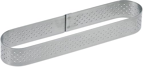 De Buyer - Cercle à tarte oblong VALHORNA en inox perforé - 14,5 x 3,5 cm, hauteur 2 cm, Argent - Nail Gallerys
