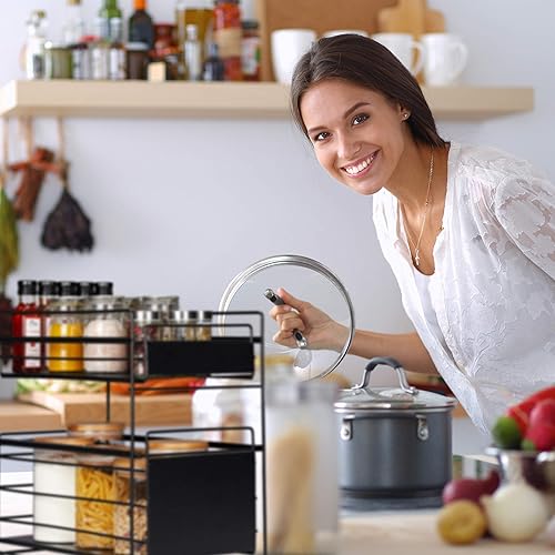 Relaxdays Organiseur de Placard, 2 paniers, Rangement Cuisine et Salle de Bain, Coulissant, HLP 39,5x25x40,5 cm, Noir - Nail Gallerys