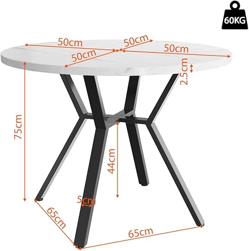 Ensemble Table et chaises de Salle à Manger Moderne 5 pièces, Table à Manger Ronde Simple en marbre avec Pieds en métal Noir et 4 chaises en Daim Gris - Nail Gallerys