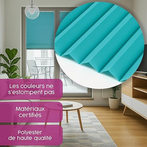 Concept Blinds Stores Plissés avec perçage PERSONNALISÉS – Largeur de 40 cm à 200 cm – Hauteur de 20 cm à 260 cm – sur Mesure – Plissés Premium pour Fenêtres et Portes - Nail Gallerys