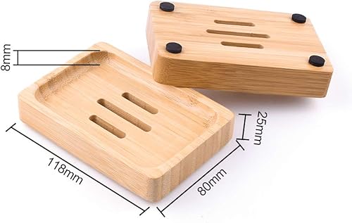 Mutsitaz 2 Pcs Bambou Naturel en Bois Porte Savons Boîte à Savon ，pour Cuisine Salle de Bains Éponge Savon - Nail Gallerys