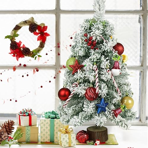 VEYLIN Mini sapin de Noël artificiel avec support en bois 80 pointes Rose 60 cm - Nail Gallerys