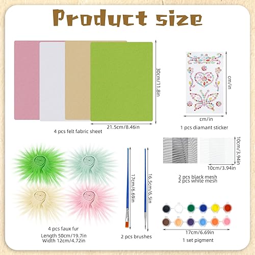 Kit de masque Therian avec 4 masques en fausse fourrure de Therian – 4 feuilles de feutre autocollantes – 4 pièces en maille pour les yeux – Pigment de couleur et autocollant diamant pour masque de - Nail Gallerys