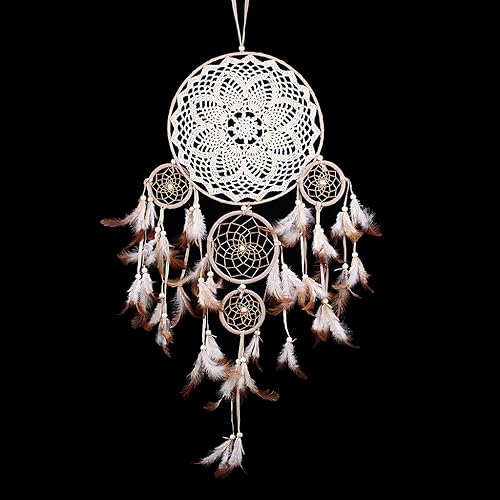 Gazechimp Attrape-rêves Indien Plume Dentelle 5-Anneaux Capteur de Rêve Décoration Suspendue Maison Pendentif Voiture - Matériel: Plume, Métal, Coton - Occasion: Mariage - Style: Bohémien - Nail Gallerys