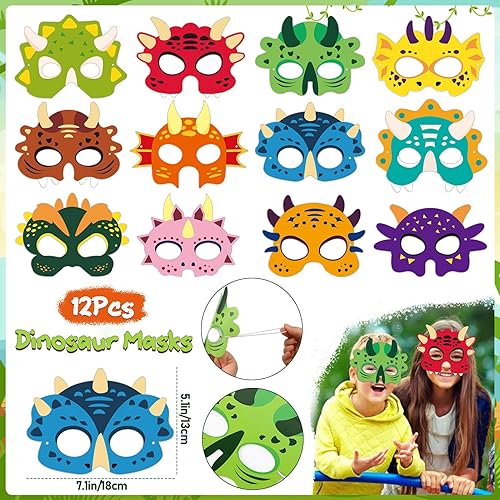Tacobear Dinosaure Cadeau Anniversaire Enfant Petit Cadeau avec Masque Dinosaure Porte-clés Slap Bracelet Mini Dinosaure Figurine Tatouage Sac Cadeau Jouet Pinata Anniversaire Fête pour Garçon - Nail Gallerys