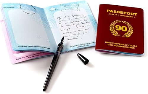 Cadeau Anniversaire 90 Ans Femme Homme - Passeport pour la Nonantaine - Carte Anniversaire - Décoration Anniversaire 90 Ans - Idée Cadeau Original - Un Vrai Faux Passeport comme Livre d'or - Nail Gallerys