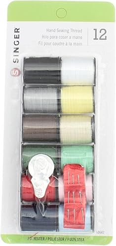 Singer Lot de 12 fils de polyester (bobines de 22 m) - Teintes claires et foncées - Nail Gallerys