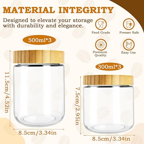 6 Pièces Bocaux en Verre Hermétique avec Couvercle, Épices Bocaux en Verre Réutilisables, Récipients Pots D'avoine de Nuit, Pot Yaourt Avoine en Verre, Mason Jar pour Yaourt Pudding, 300/500ml - Nail Gallerys