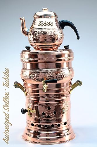 Tubibu Samovar Théière en cuivre véritable faite à la main (cuivre, taille M) - Nail Gallerys
