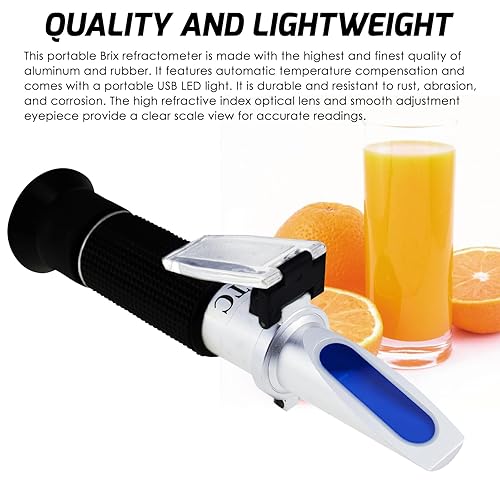 Réfractomètre Brix avec ATC, Plage 0-32% Mètre Réfractomètre pour Outil de Test de Contenu de Solution de Sucre Hautement Concentré avec, pour Vérifier la Maturité des Plantes lors de la Fabrication - Nail Gallerys