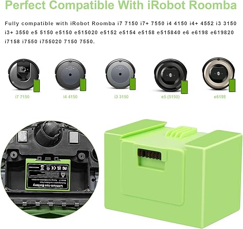 ASUNCELL Batterie Li-ion de rechange pour i7, 14,4 V, 4000 mAh, pour iRobot Roomba e et i série i7/i7+ i4/i4+ i3/i3+ e5 e6 i7158 i7550 i755020 7150 7550 - Nail Gallerys