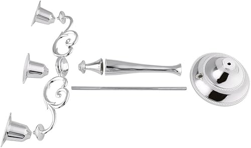 Fdit Chandelier 3 Bras en Métal Bougeoir Bougeoir Bâton Or Argent 3 Branches De Style Européen Candélabre De Mariage Chandelier 2 Couleurs Décor À La Maison(Argent) - Nail Gallerys