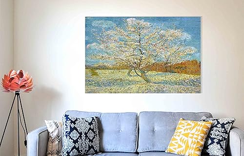 Artley Prints The White Orchard by Vincent Van Gogh Toile murale encadrée colorée pour salon, chambre à coucher, bureau Taille XL 101 x 76 cm - Nail Gallerys