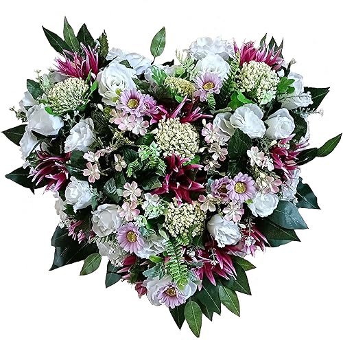 DRW Cœur de Fleurs pour cimetière 55 x 45 cm - Nail Gallerys