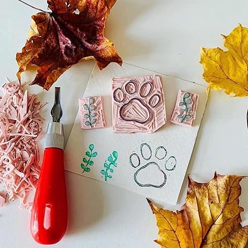 Hopbucan Lot de 2 emporte-pièces pour linoléum artisanaux avec 6 lames assorties pour coupe et usinage de linoléum, sculptures, fait-de-thé - Nail Gallerys