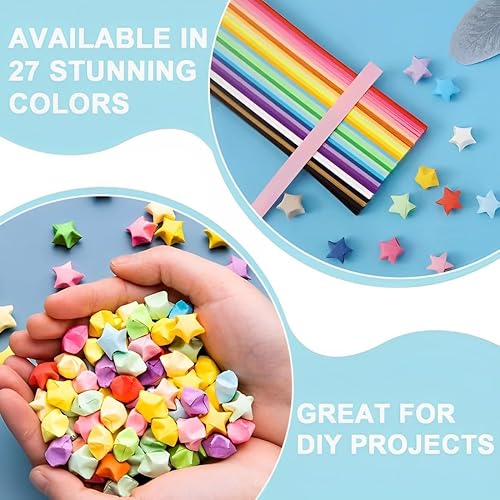 WeddHuis 540 Bandes Origami Étoiles Papier Bandes, Origami Papier Étoiles, idéal pour les travaux manuels à l'école (27 Couleurs, Rainbow Colors) - Nail Gallerys