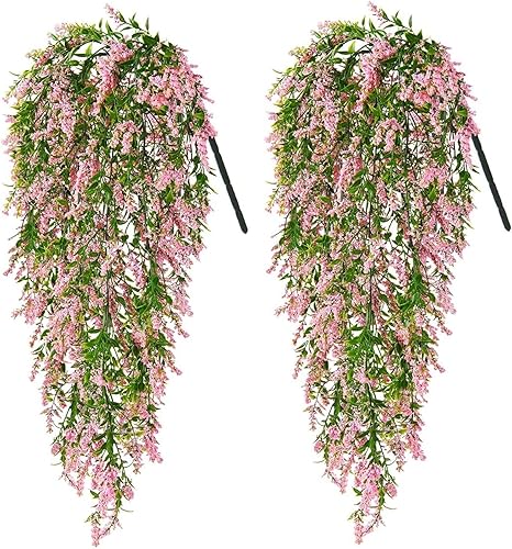 Zundo 2 Pièces Panier Suspendu Fleur Artificielle, Fleurs Artificielles sur Mur, Fleurs Suspendues, Fleurs Artificielles - Nail Gallerys