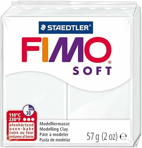 FIMO Pâte à modeler polymère souple pour four – Blocs de 57 g – Lot de 6 – Blanc - Nail Gallerys
