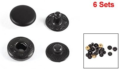 sourcing map Lot 6 Boutons Noir Couture Fermeture Boutons-Pressions 10 mm - Nail Gallerys