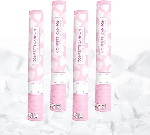 Canon à Confettis Pétale couleur Blanc 40 cm - Lot de 4 lanceurs à confettis à tenir en main, pour Anniversaire, Mariage - Portée 10 Mètres, Prise en Main Facile - SPARKLERS CLUB® - Nail Gallerys