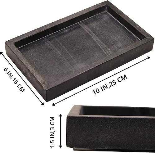 KC KULLICRAFT Plateau en marbre naturel pour bureau/cuisine/coiffeuse/salle de bain, plateau de rangement en pierre pour table basse, support d'assiette pour mouchoirs, bougies, savon, serviette, - Nail Gallerys