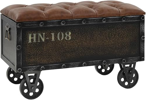 vidaXL Banc de Rangement Bois Massif et Cuir Artificiel Banquette Maison - Nail Gallerys