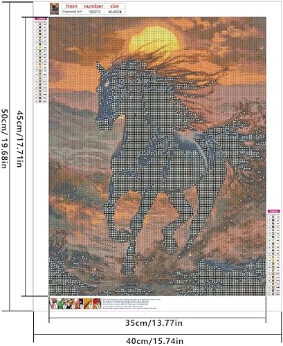 DCIDBEI Peinture Diamant Cheval Saut 40x50cm DIY Diamond Painting Chevaux Peinture par Numéros Cheval Frison Tableau Diamant Chevaux Coucher de Soleil Noir Broderie Strass Passion Courage Loyauté - Nail Gallerys