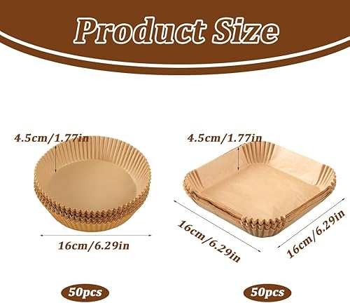 Papier Sulfurisé Rond pour Air Fryer, 100 Pièces Papier cuisson air fryer, Food-Grade Rectangulair, Food-Grade BPA gratuit, Papier Parchemin Accessoires pour Friteuse Sans Huile 3-4.5L - Nail Gallerys