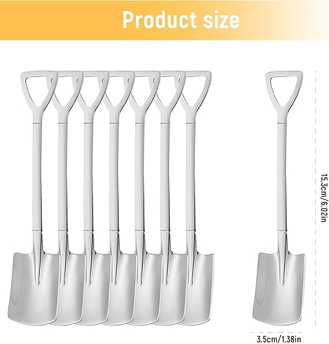 Lot de 8 cuillères de niveau en acier inoxydable en forme de pelle Argenté Mini cuillères à dessert en forme de pelle pour mélanger la cuisine - Nail Gallerys