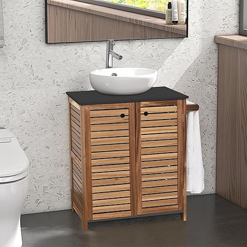 Tendance Meuble sous lavabo 2 Portes en Acacia - Nail Gallerys