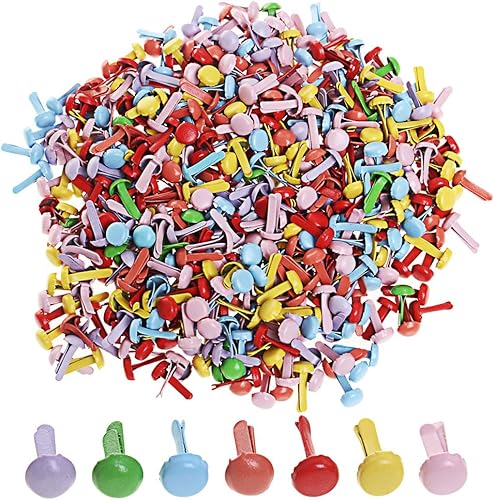 Wowot - Lot de 500 mini attaches parisiennes rondes pour les loisirs créatifs et le scrapbooking - Multicolores - Couleurs aléatoires - 5 mm - Nail Gallerys