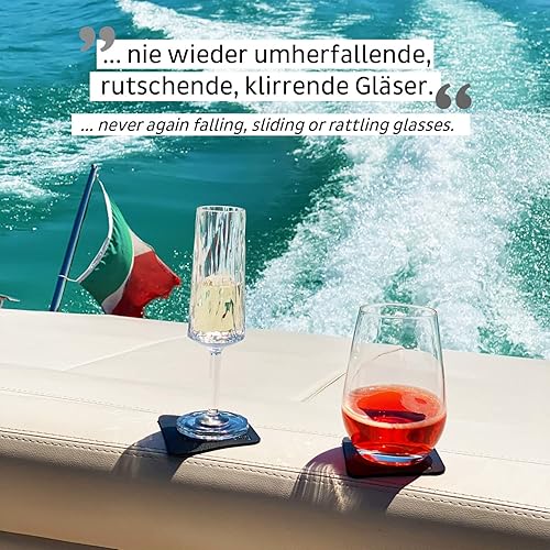 silwy magnetic drinkware, verres en cristal de grande qualité avec aimant intégré et des sous-verres métalliques : verres de camping anti-dérapants, accessoires pour bateaux ou yachts (cocktail) - Nail Gallerys