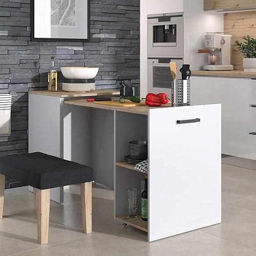 Vicco Table à Manger Adam, Greige/Chêne Artisan, 60 x 50.4 cm Extensible - Nail Gallerys