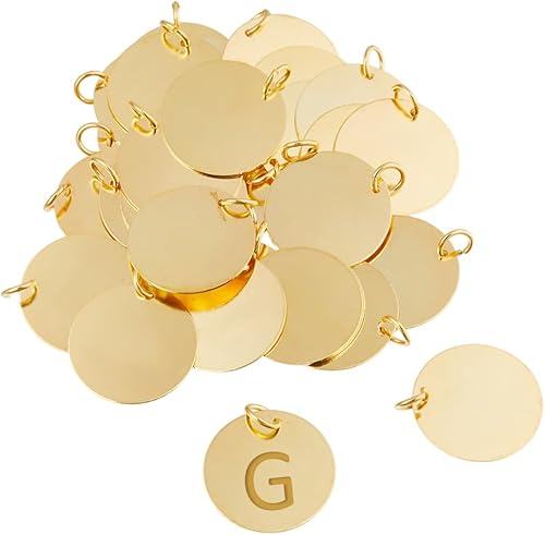 SUPERFINDINGS 30Pcs Pendentif Vierge en Laiton de 20mm Étiquettes D'Estampage Vierges Rondes de 20mm Estampage Doré Étiquettes Vierges Rondes Plates avec Anneau pour Boucle D'Oreille Porte Clés - Nail Gallerys