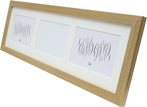 Deknudt Frames Cadre photo avec passe-partout pour 3 photos 10x15cm - Couleur chêne - Bois clair - Bois MDF - Multivue - Collage - pour accrocher ou poser - 18x56cm - S66KD3 10x15 - Nail Gallerys