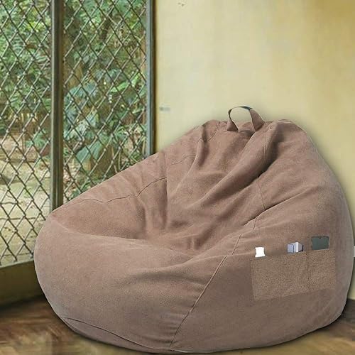 Pouf Poire Adulte et Enfants, Classique, Fauteuil de Pouf Poire d’intérieur et d’extérieur, sans Remplissage,Grand,Housse (M Marron) - Nail Gallerys