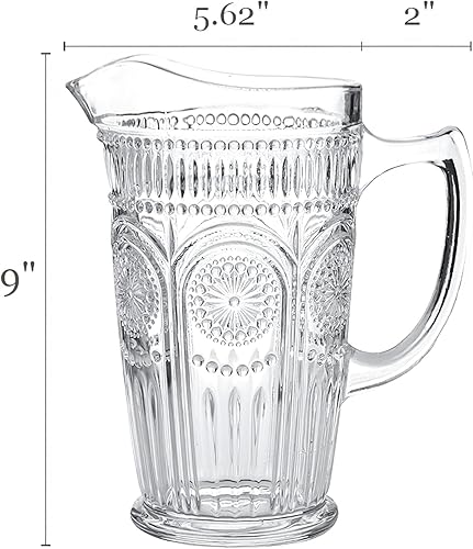 Kingrol Carafe en verre de 50 onces, carafe à eau classique pour thé glacé, jus, lait, boissons, carafe en verre résistant à la chaleur pour eau froide/chaude - Nail Gallerys