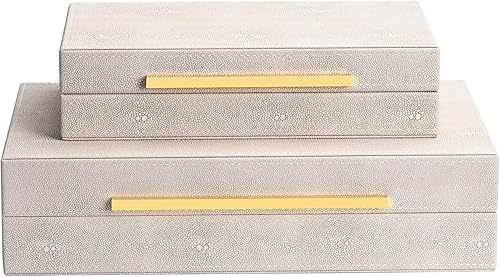 SYYSY Lot de 2 grandes boîtes décoratives en cuir synthétique avec couvercles, boîte à bijoux moderne pour décoration d'intérieur - Nail Gallerys