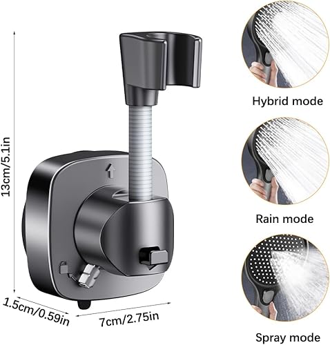 Irtyif Support Pommeau de Douche Sans Percage, Support Douchette Mural à Rotation 360 °, Réutilisable Accroche Pommeau de Douche à Ventouse - Nail Gallerys