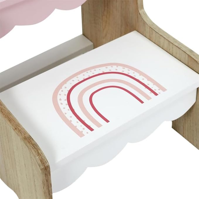 Paris Prix Marchepied pour Enfant Fille 33cm Rose & Blanc - Nail Gallerys