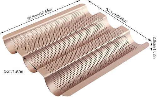 Fdit Plaque de Cuisson Pain Moule Poêle à Pain Français pour Cuisson Baguettes perforées Wave à Cake Bake Doré Ustensiles en 3 antiadhésif Baguette PanArgent - Nail Gallerys