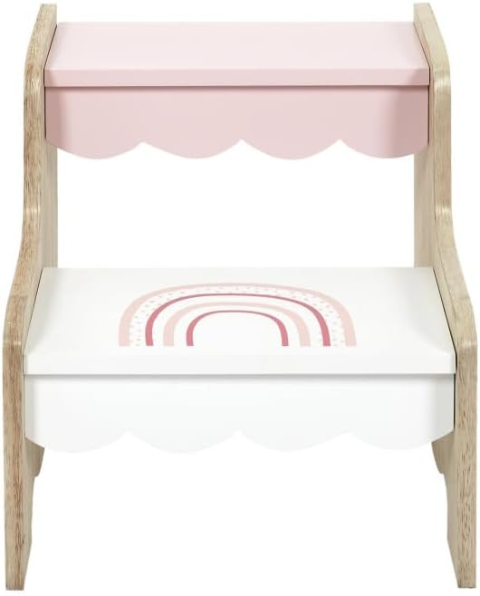 Paris Prix Marchepied pour Enfant Fille 33cm Rose & Blanc - Nail Gallerys