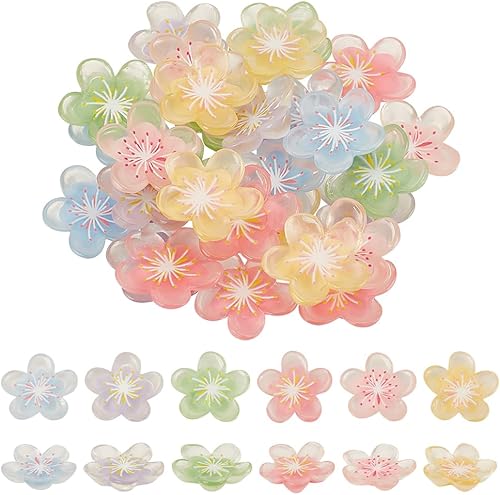 AHANDMAKER Lot de 60 breloques en résine translucide en forme de fleur de couleurs mélangées pour fabrication de boucles d'oreilles, bracelets, bijoux et ornements, scrapbooking - Nail Gallerys