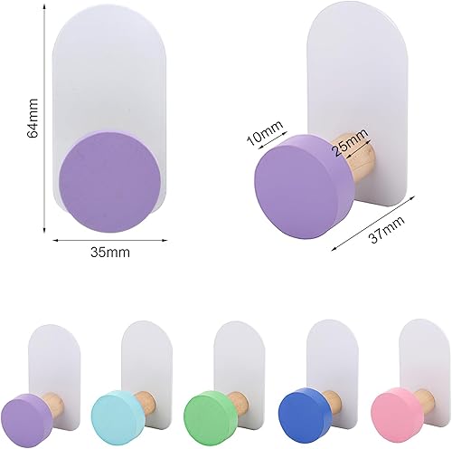APOMOONS Lot de 5 crochets muraux colorés - Crochets muraux autocollants sans perçage - Pour salle de bain, chambre à coucher, cuisine, salon, enfants - Nail Gallerys