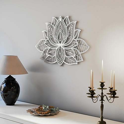 IWA CONCEPT Décoration murale en métal mandala 3D | la chambre à coucher, cadeau de pendaison de crémaillère, décoration de bureau, décoration de salon, cadeau de Nouvel An | (91 x 59 cm, doré) - Nail Gallerys