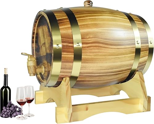 Fût à whisky de 5 litres, Grande Capacité Tonneau à Vin en Bois avec copeaux de chêne, Fût traditionnel de vin et de whisky Pour servir une table, pour vin, Whisky & Eau-de-Vie, Jaune clair - Nail Gallerys